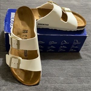 NWOT Birkenstock Arizona Patent White 38